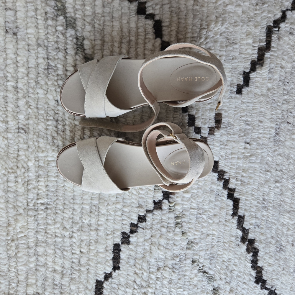 Cole Haan Cream Wedge Sandals - Picture 2 of 5
